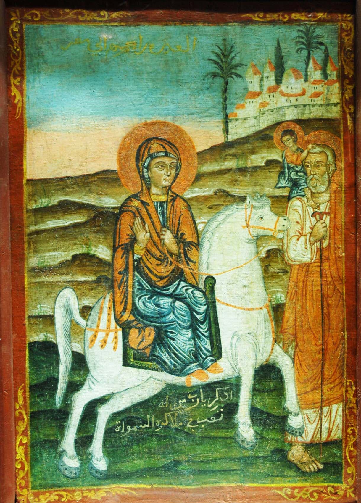 Icon of the Holy Family’s flight into Egypt