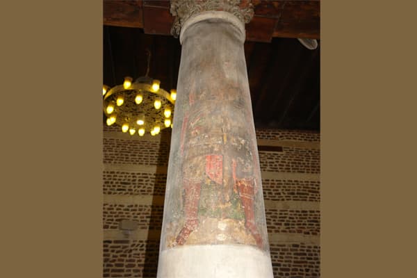 Fresco remains on a column