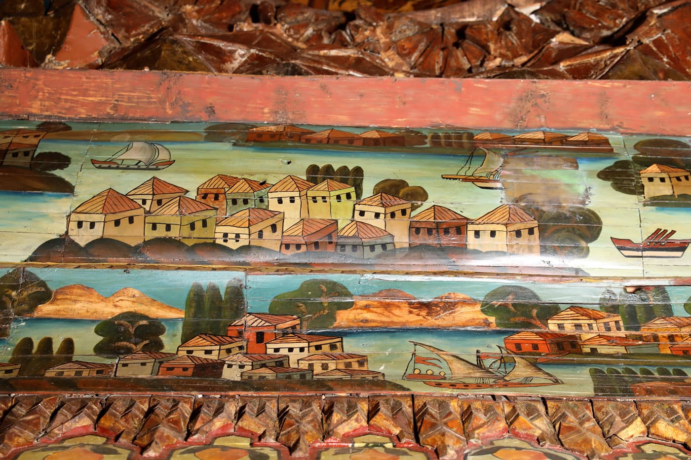 Details of painted ceiling with Bosphorus views